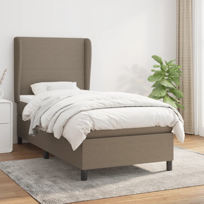 vidaXL Boxspringbett mit Matratze Taupe 100x200 cm Stoff vidaXL Boxspringbett mit Matratze Taupe 100x200 cm Stoff