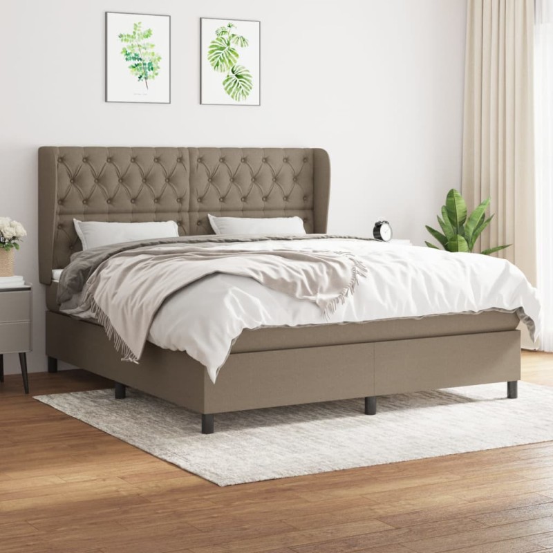vidaXL Boxspringbett mit Matratze Taupe 160x200 cm Stoff vidaXL Boxspringbett mit Matratze Taupe 160x200 cm Stoff