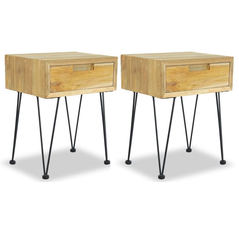 Nachttische 2 Stk. 40x30x50 cm Teak Massivholz Nachttische 2 Stk. 40x30x50 cm Teak Massivholz