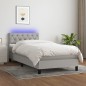 vidaXL Boxspringbett mit Matratze & LED Hellgrau 80x200 cm Stoff vidaXL Boxspringbett mit Matratze & LED Hellgrau 80x200 cm Stoff