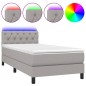 vidaXL Boxspringbett mit Matratze & LED Hellgrau 80x200 cm Stoff vidaXL Boxspringbett mit Matratze & LED Hellgrau 80x200 cm Stoff