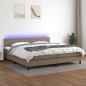 vidaXL Boxspringbett mit Matratze & LED Taupe 200x200 cm Stoff vidaXL Boxspringbett mit Matratze & LED Taupe 200x200 cm Stoff
