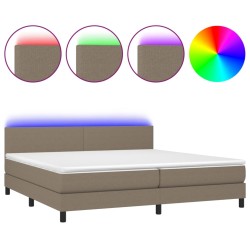 vidaXL Boxspringbett mit Matratze & LED Taupe 200x200 cm Stoff