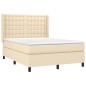 vidaXL Boxspringbett mit Matratze Creme 140x200 cm Stoff vidaXL Boxspringbett mit Matratze Creme 140x200 cm Stoff