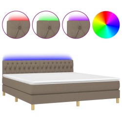 vidaXL Boxspringbett mit Matratze & LED Taupe 160x200 cm Stoff