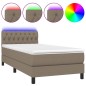 vidaXL Boxspringbett mit Matratze & LED Taupe 100x200 cm Stoff vidaXL Boxspringbett mit Matratze & LED Taupe 100x200 cm Stoff