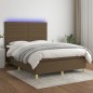 vidaXL Boxspringbett mit Matratze & LED Dunkelbraun 140x200 cm Stoff vidaXL Boxspringbett mit Matratze & LED Dunkelbraun 140x200 cm Stoff