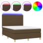 vidaXL Boxspringbett mit Matratze & LED Dunkelbraun 140x200 cm Stoff vidaXL Boxspringbett mit Matratze & LED Dunkelbraun 140x200 cm Stoff