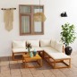 6-tlg. Garten-Lounge-Set mit Auflagen Creme Massivholz Akazie 6-tlg. Garten-Lounge-Set mit Auflagen Creme Massivholz Akazie