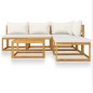 6-tlg. Garten-Lounge-Set mit Auflagen Creme Massivholz Akazie 6-tlg. Garten-Lounge-Set mit Auflagen Creme Massivholz Akazie