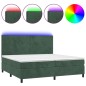vidaXL Boxspringbett mit Matratze & LED Dunkelgrün 200x200 cm Samt vidaXL Boxspringbett mit Matratze & LED Dunkelgrün 200x200 cm Samt