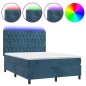 vidaXL Boxspringbett mit Matratze & LED Dunkelblau 140x190 cm Samt vidaXL Boxspringbett mit Matratze & LED Dunkelblau 140x190 cm Samt