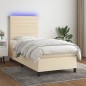 vidaXL Boxspringbett mit Matratze & LED Creme 90x200 cm Stoff vidaXL Boxspringbett mit Matratze & LED Creme 90x200 cm Stoff