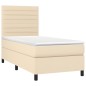 vidaXL Boxspringbett mit Matratze & LED Creme 90x200 cm Stoff vidaXL Boxspringbett mit Matratze & LED Creme 90x200 cm Stoff