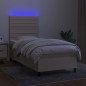 vidaXL Boxspringbett mit Matratze & LED Creme 90x200 cm Stoff vidaXL Boxspringbett mit Matratze & LED Creme 90x200 cm Stoff
