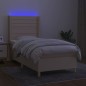 vidaXL Boxspringbett mit Matratze & LED Creme 90x200 cm Stoff vidaXL Boxspringbett mit Matratze & LED Creme 90x200 cm Stoff