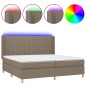 vidaXL Boxspringbett mit Matratze & LED Taupe 200x200 cm Stoff vidaXL Boxspringbett mit Matratze & LED Taupe 200x200 cm Stoff