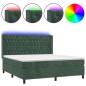 vidaXL Boxspringbett mit Matratze & LED Dunkelgrün 160x200 cm Samt vidaXL Boxspringbett mit Matratze & LED Dunkelgrün 160x200 cm Samt