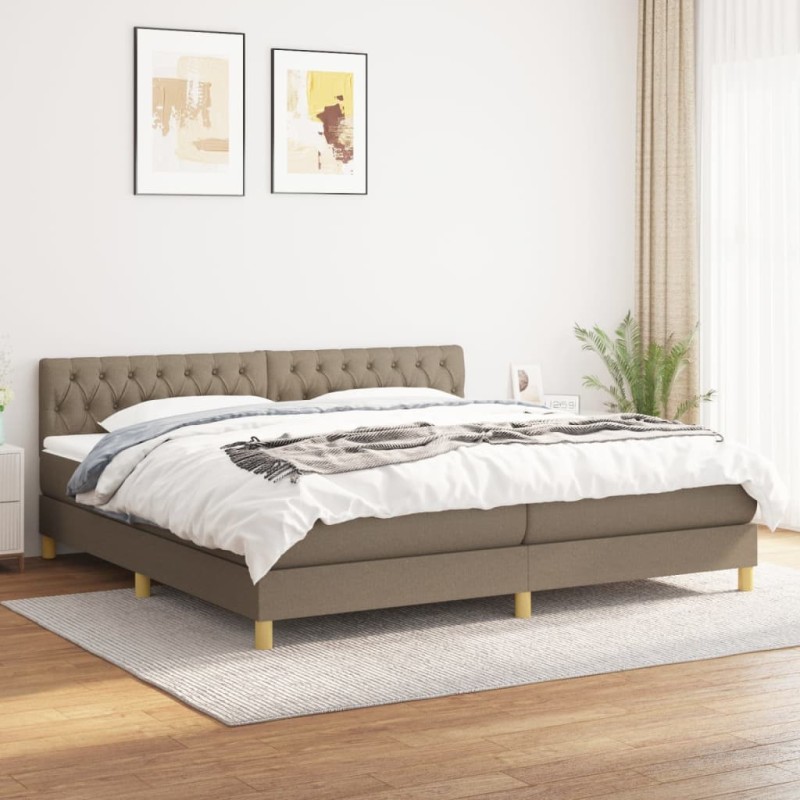 vidaXL Boxspringbett mit Matratze Taupe 200x200 cm Stoff vidaXL Boxspringbett mit Matratze Taupe 200x200 cm Stoff