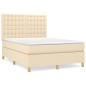 vidaXL Boxspringbett mit Matratze Creme 140x200 cm Stoff vidaXL Boxspringbett mit Matratze Creme 140x200 cm Stoff