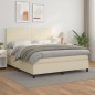 vidaXL Boxspringbett mit Matratze Creme 160x200 cm Kunstleder vidaXL Boxspringbett mit Matratze Creme 160x200 cm Kunstleder