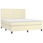vidaXL Boxspringbett mit Matratze Creme 160x200 cm Kunstleder vidaXL Boxspringbett mit Matratze Creme 160x200 cm Kunstleder
