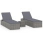 3-tlg. Garten-Sonnenliegen mit Teetisch Poly Rattan Grau 3-tlg. Garten-Sonnenliegen mit Teetisch Poly Rattan Grau