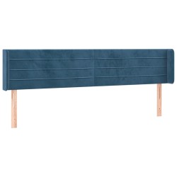 vidaXL Kopfteil mit Ohren Dunkelblau 163x16x78/88 cm Samt