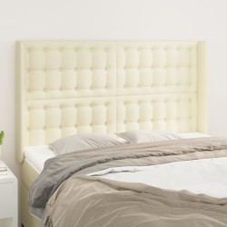 vidaXL Kopfteil mit Ohren Creme 147x16x118/128 cm Kunstleder
