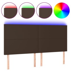 vidaXL LED Kopfteil Braun 160x5x118/128 cm Kunstleder