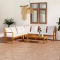 6-tlg. Garten-Lounge-Set mit Auflagen Creme Massivholz Akazie 6-tlg. Garten-Lounge-Set mit Auflagen Creme Massivholz Akazie