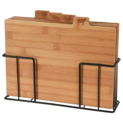 Excellent Houseware 5-tlg. Schneidebrett-Set mit Halter Bambus