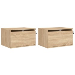 vidaXL Wand-Nachttische mit LED-Leuchten 2 Stk. Sonoma-Eiche
