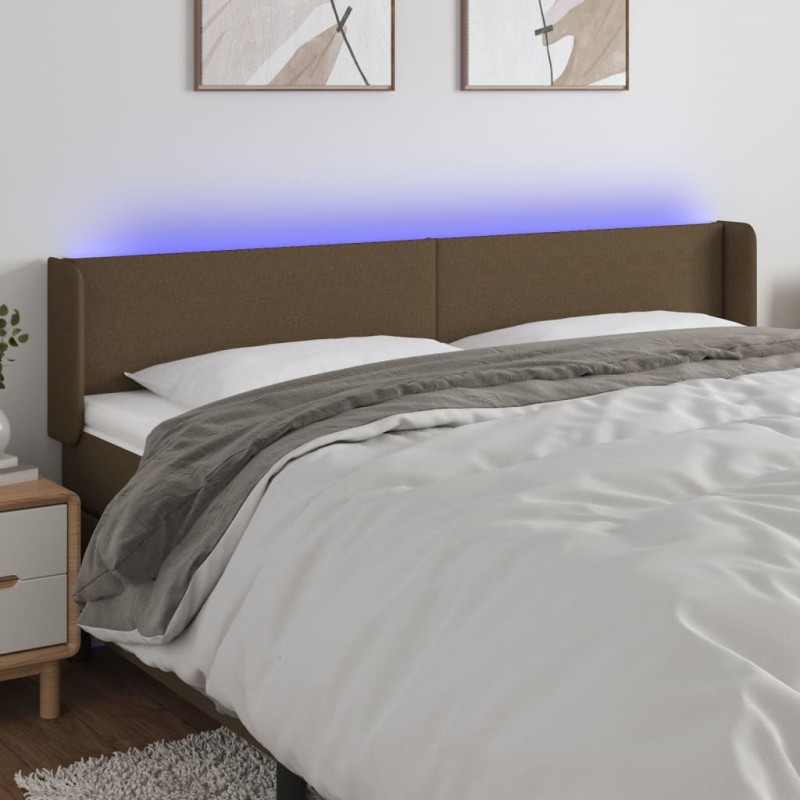 vidaXL LED Kopfteil Dunkelbraun 183x16x78/88 cm Stoff vidaXL LED Kopfteil Dunkelbraun 183x16x78/88 cm Stoff