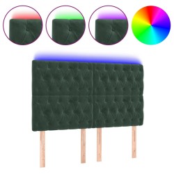 vidaXL LED Kopfteil Dunkelgrün 160x7x118/128 cm Samt