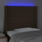 vidaXL LED Kopfteil Dunkelbraun 83x16x118/128 cm Stoff