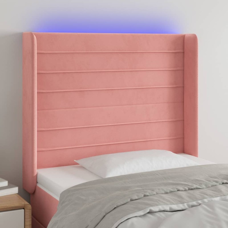 vidaXL LED Kopfteil Rosa 83x16x118/128 cm Samt vidaXL LED Kopfteil Rosa 83x16x118/128 cm Samt