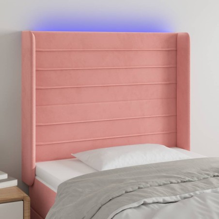 vidaXL LED Kopfteil Rosa 83x16x118/128 cm Samt
