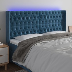 vidaXL LED Kopfteil Dunkelblau 183x16x118/128 cm Samt
