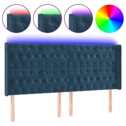vidaXL LED Kopfteil Dunkelblau 183x16x118/128 cm Samt