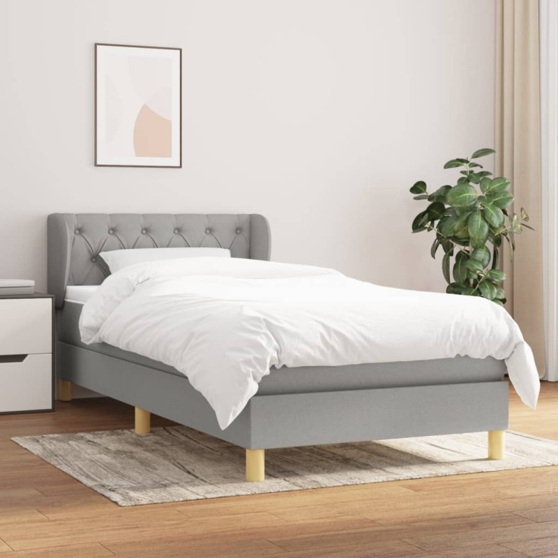 vidaXL Boxspringbett mit Matratze Hellgrau 80x200 cm Stoff vidaXL Boxspringbett mit Matratze Hellgrau 80x200 cm Stoff