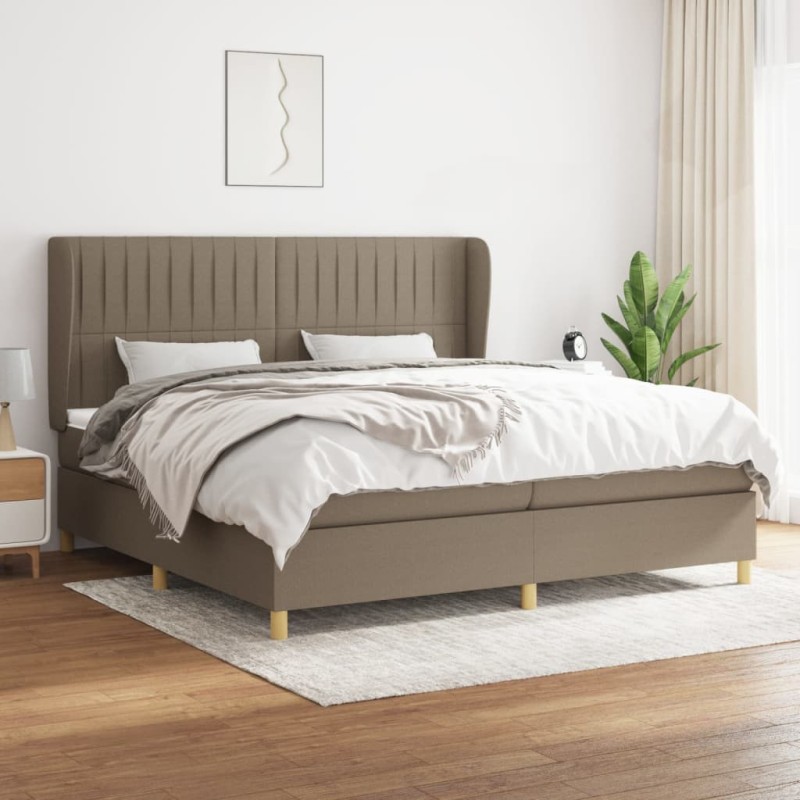 vidaXL Boxspringbett mit Matratze Taupe 200x200 cm Stoff vidaXL Boxspringbett mit Matratze Taupe 200x200 cm Stoff