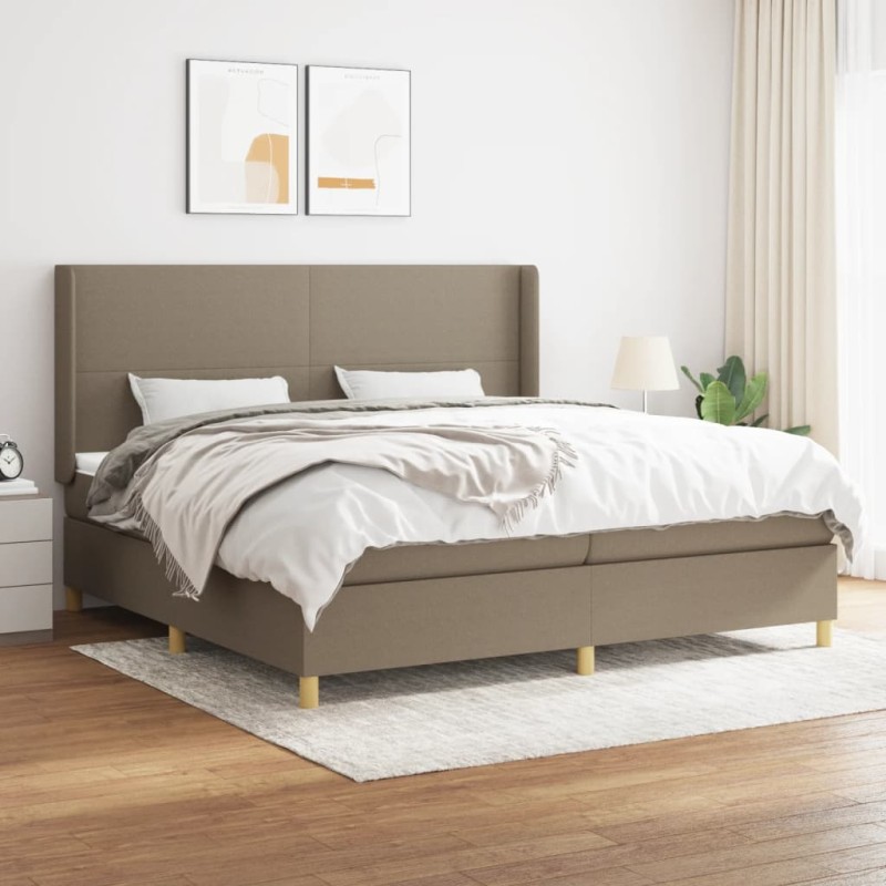 vidaXL Boxspringbett mit Matratze Taupe 200x200 cm Stoff vidaXL Boxspringbett mit Matratze Taupe 200x200 cm Stoff