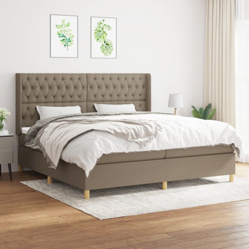 vidaXL Boxspringbett mit Matratze Taupe 200x200 cm Stoff vidaXL Boxspringbett mit Matratze Taupe 200x200 cm Stoff
