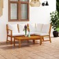 vidaXL 4-tlg. Garten-Lounge-Set mit Auflagen Creme Massivholz Akazie vidaXL 4-tlg. Garten-Lounge-Set mit Auflagen Creme Massivholz Akazie