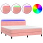 vidaXL Boxspringbett mit Matratze & LED Rosa 160x200 cm Samt vidaXL Boxspringbett mit Matratze & LED Rosa 160x200 cm Samt