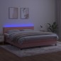 vidaXL Boxspringbett mit Matratze & LED Rosa 160x200 cm Samt vidaXL Boxspringbett mit Matratze & LED Rosa 160x200 cm Samt