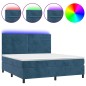 vidaXL Boxspringbett mit Matratze & LED Dunkelblau 160x200 cm Samt vidaXL Boxspringbett mit Matratze & LED Dunkelblau 160x200 cm Samt