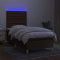 vidaXL Boxspringbett mit Matratze & LED Dunkelbraun 80x200 cm Stoff vidaXL Boxspringbett mit Matratze & LED Dunkelbraun 80x200 cm Stoff