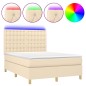 vidaXL Boxspringbett mit Matratze & LED Creme 140x200 cm Stoff vidaXL Boxspringbett mit Matratze & LED Creme 140x200 cm Stoff